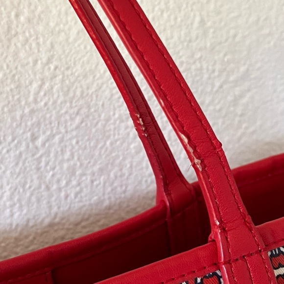 Tory Burch Gemini Link Large Red Logo Coated Canvas Vinyl Tote Bag - Picture 11 of 16